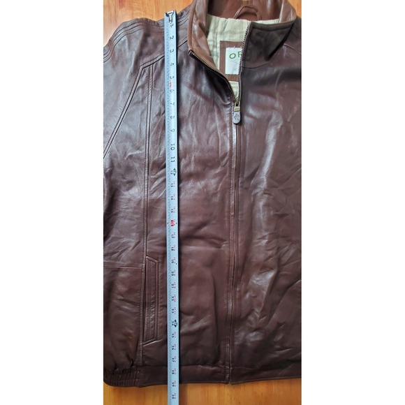 Orvis Sporting Traditions Men's Large Brown Leather Bomber Jacket Buttery Soft - Picture 10 of 12